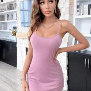 Pink Lace Back Slip Nightie Slip Dress