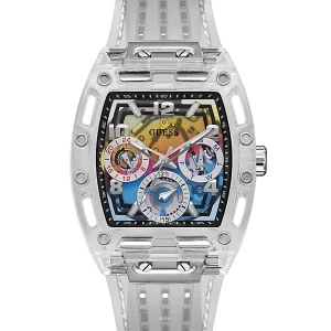 Guess-Men's Watch Clear Silicone Multi-Function 44mm